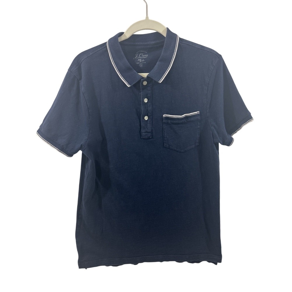 J Crew Men Small Blue Polo Shirt Short Sleeves 100% Cotton